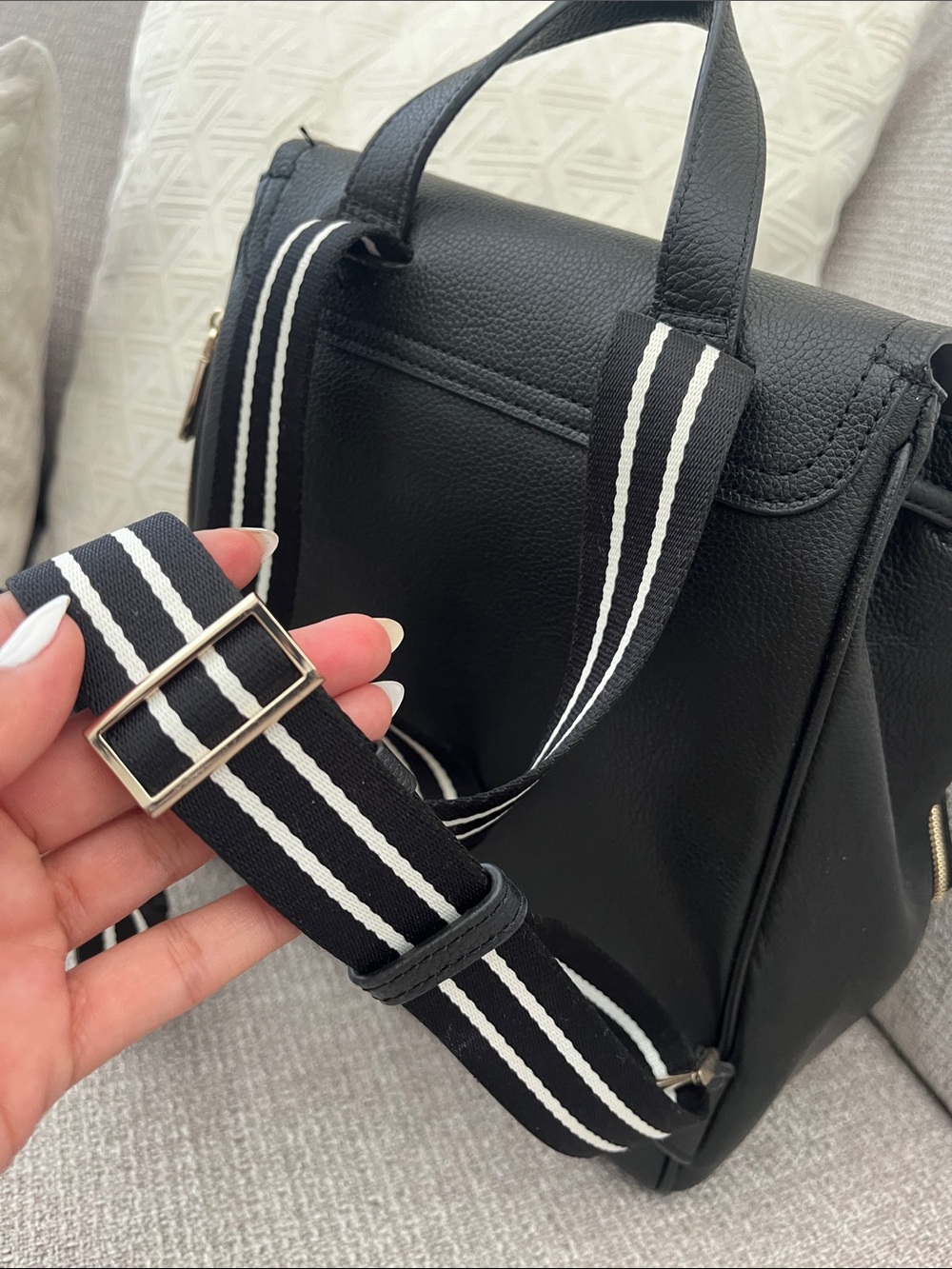 kate spade Black Pebble Leather Drawstring Backpack with Coin Pouch - Picture 3 of 6